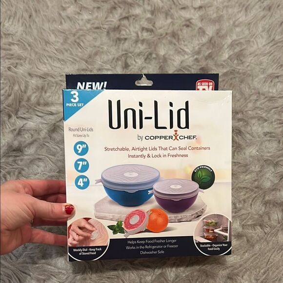 Copper chef uni-lid stretchable airtight lids that can seal containers - Picture 1 of 3